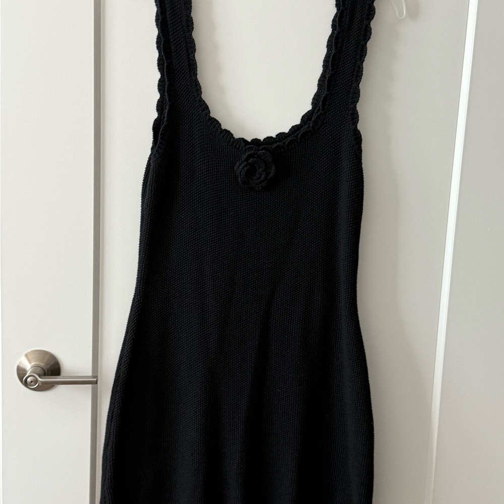 Wild Fable Black Crocheted Sleeveless Mini Dress